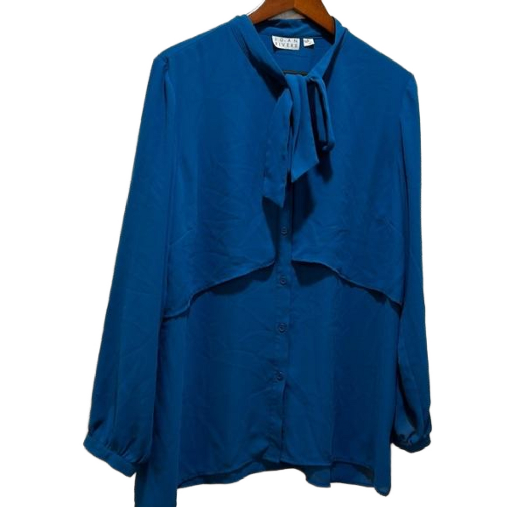 JOAN RIVERS women’s  blue blouse long sleeve size L GUC..